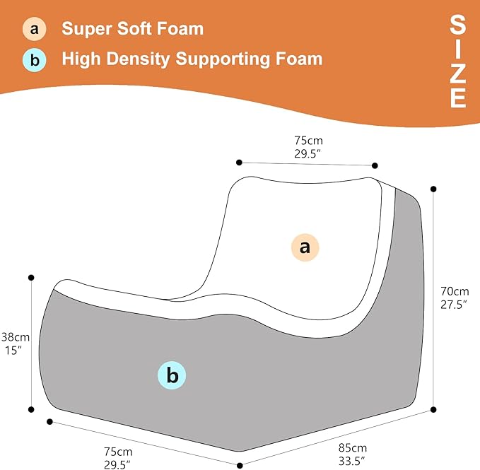 Single Foam Sofa, Armless Floor Sofa, One-piece High-density Foam, Removable, Machine Washable Cover, Gray