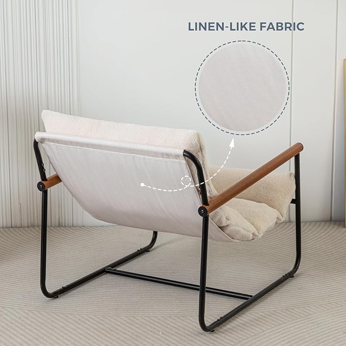 Lambskin chair, faux lambskin armchair, living room chair, reading accent chair, mid-century modern bedroom chair, teddy armchair, wooden armrests metal frame