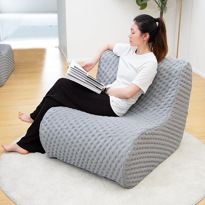 Single Foam Sofa, Armless Floor Sofa, One-piece High-density Foam, Removable, Machine Washable Cover, Gray