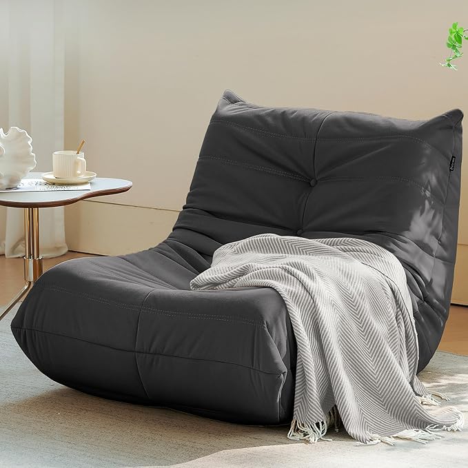 Adult bean bag chair, modern suede fabric fireplace chair, premium microfiber caterpillar sofa, corner Togo lazy chair sofa for living room/bedroom/salon/office, single
