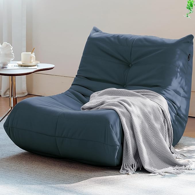 Adult bean bag chair, modern suede fabric fireplace chair, premium microfiber caterpillar sofa, corner Togo lazy chair sofa for living room/bedroom/salon/office, single