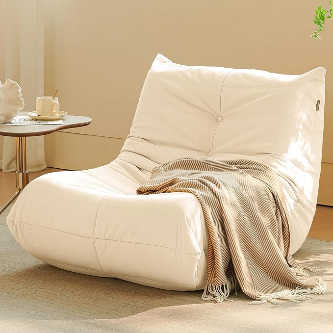 Adult bean bag chair, modern suede fabric fireplace chair, premium microfiber caterpillar sofa, corner Togo lazy chair sofa for living room/bedroom/salon/office, single