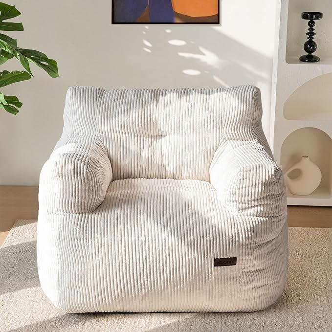 Bean bag chair, tufted bean bag sofa lazy chair, living room sofa with filling, suitable for adults, teenagers and children, corded fabric upholstered sofa, suitable for bedroom dormitory