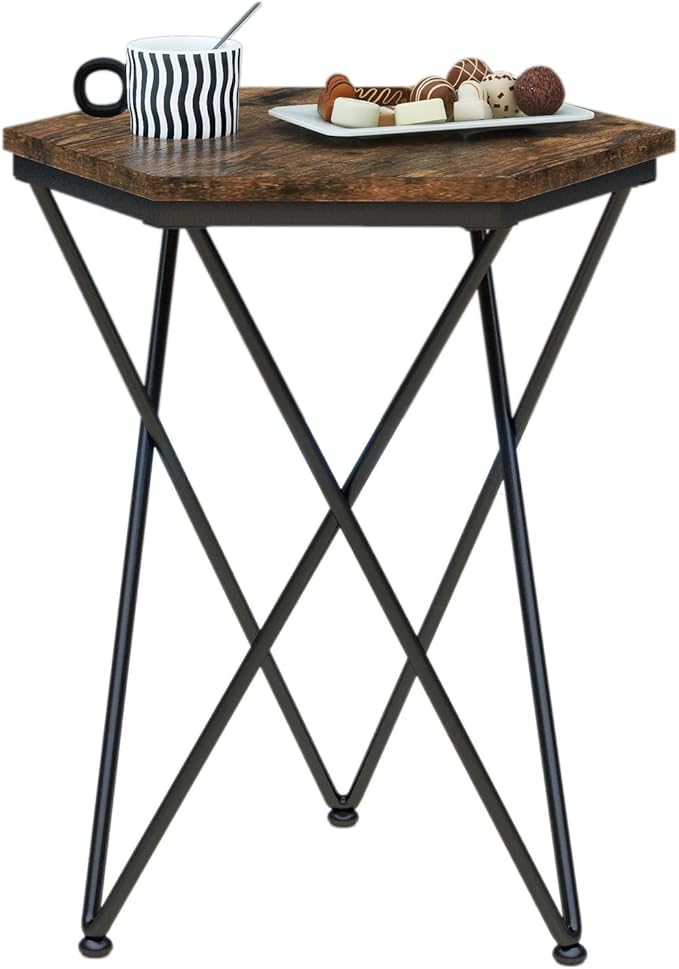 Side Table, Modern Small End Table with Imitation Marble Panel, Sofa Tables with Gold Metal Legs, Coffee Accent Tables for Living Room, Bedroom, Office
