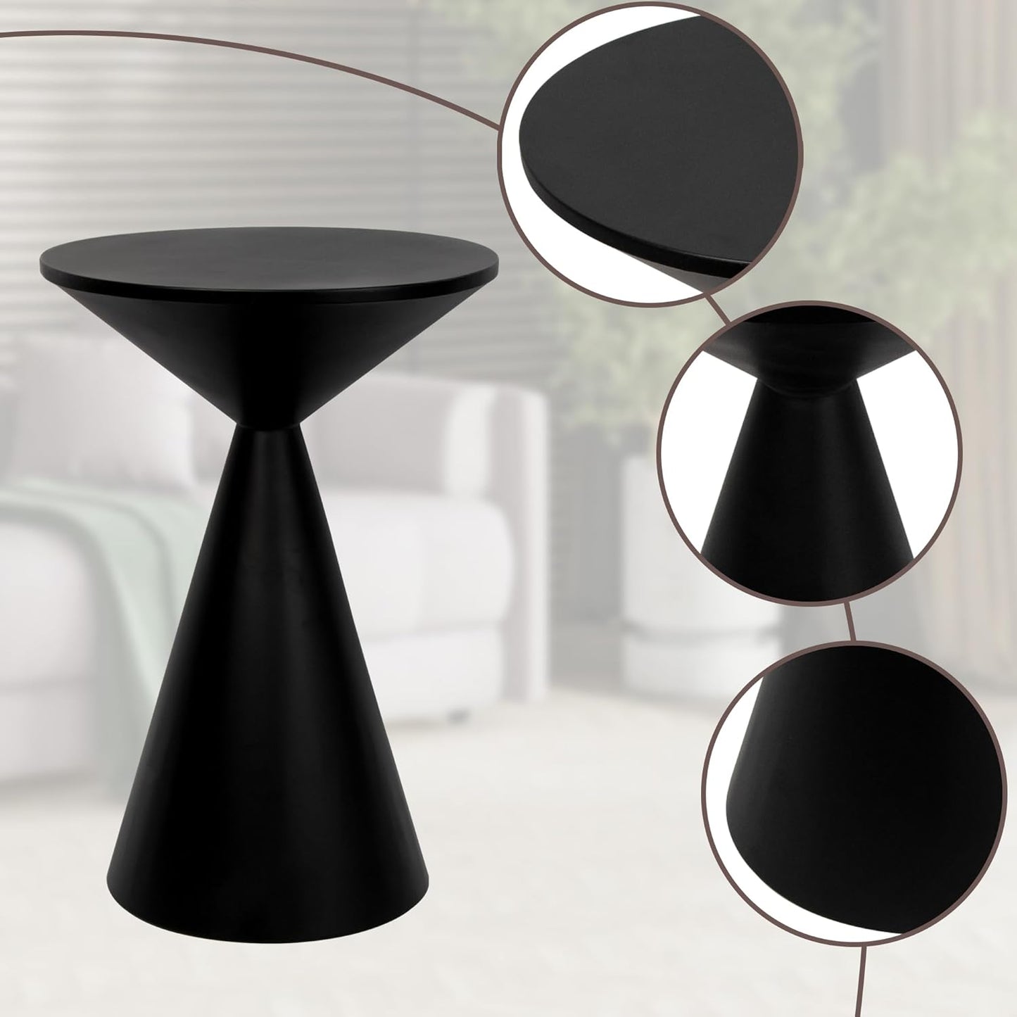 Small Drink Table, Round Martini Table, Drum End Table Side Table, Metal Accent Table,for Small Space Living Room, Bedroom