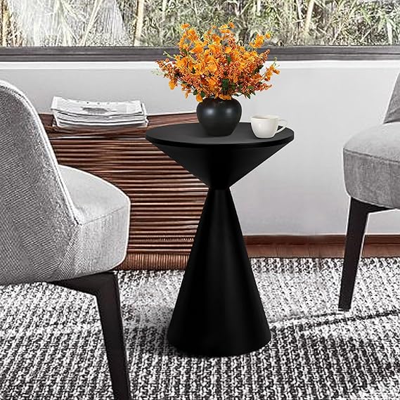 Small Drink Table, Round Martini Table, Drum End Table Side Table, Metal Accent Table,for Small Space Living Room, Bedroom