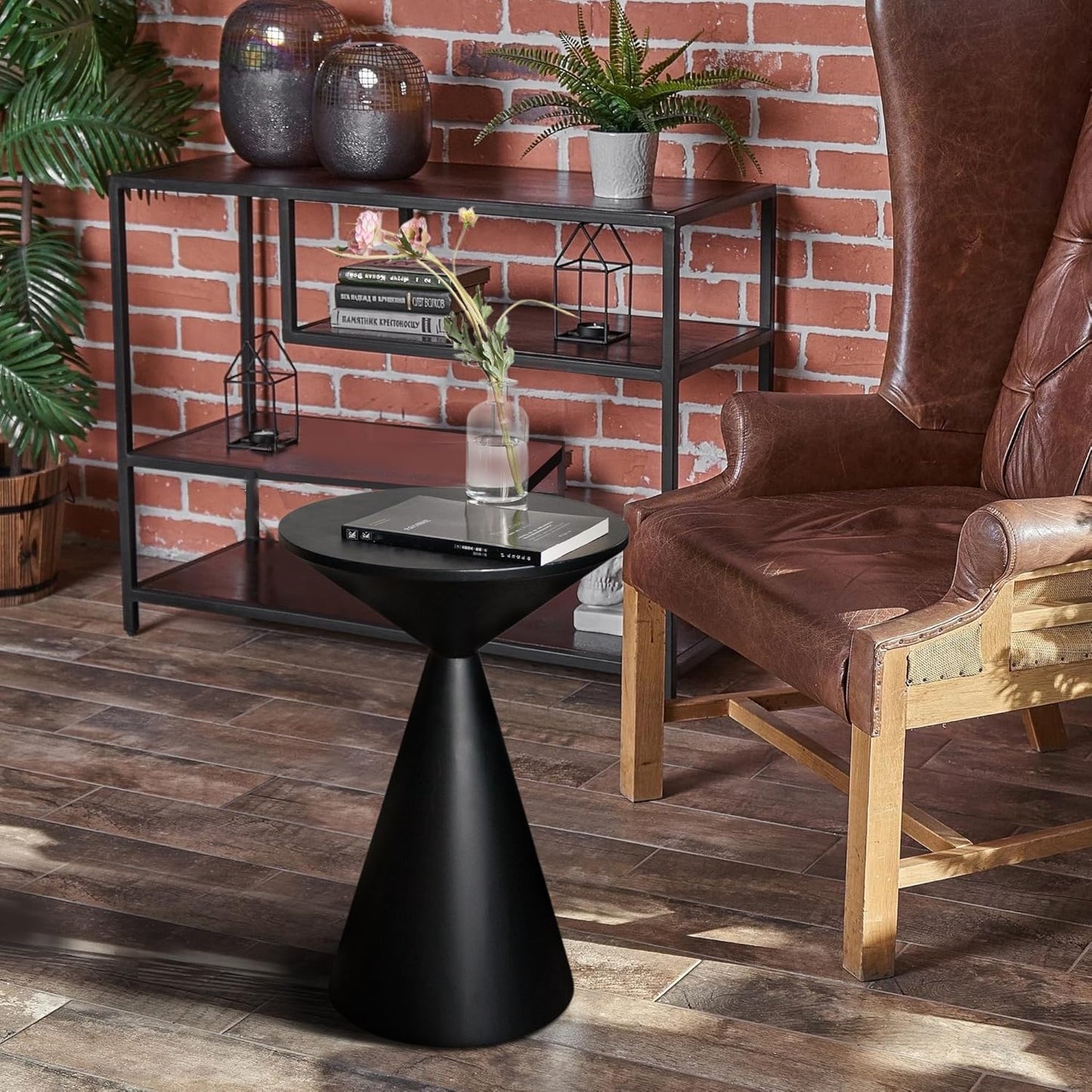 Small Drink Table, Round Martini Table, Drum End Table Side Table, Metal Accent Table,for Small Space Living Room, Bedroom