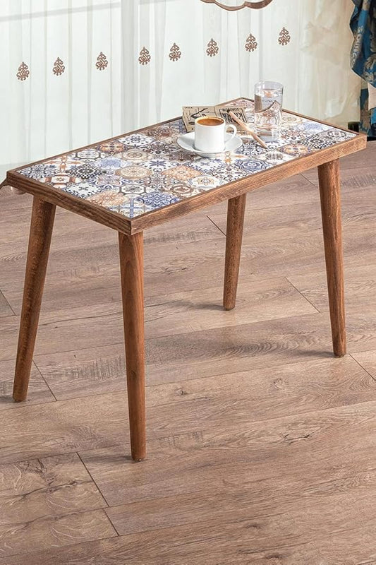 Coffee Table, Side Table, Nightstand Nesting Table Home Decorative Table, Nightstand Decorative Table Home Essential Wood Tile Top Rustic Table Ceramic Tile Mexican Tile Table