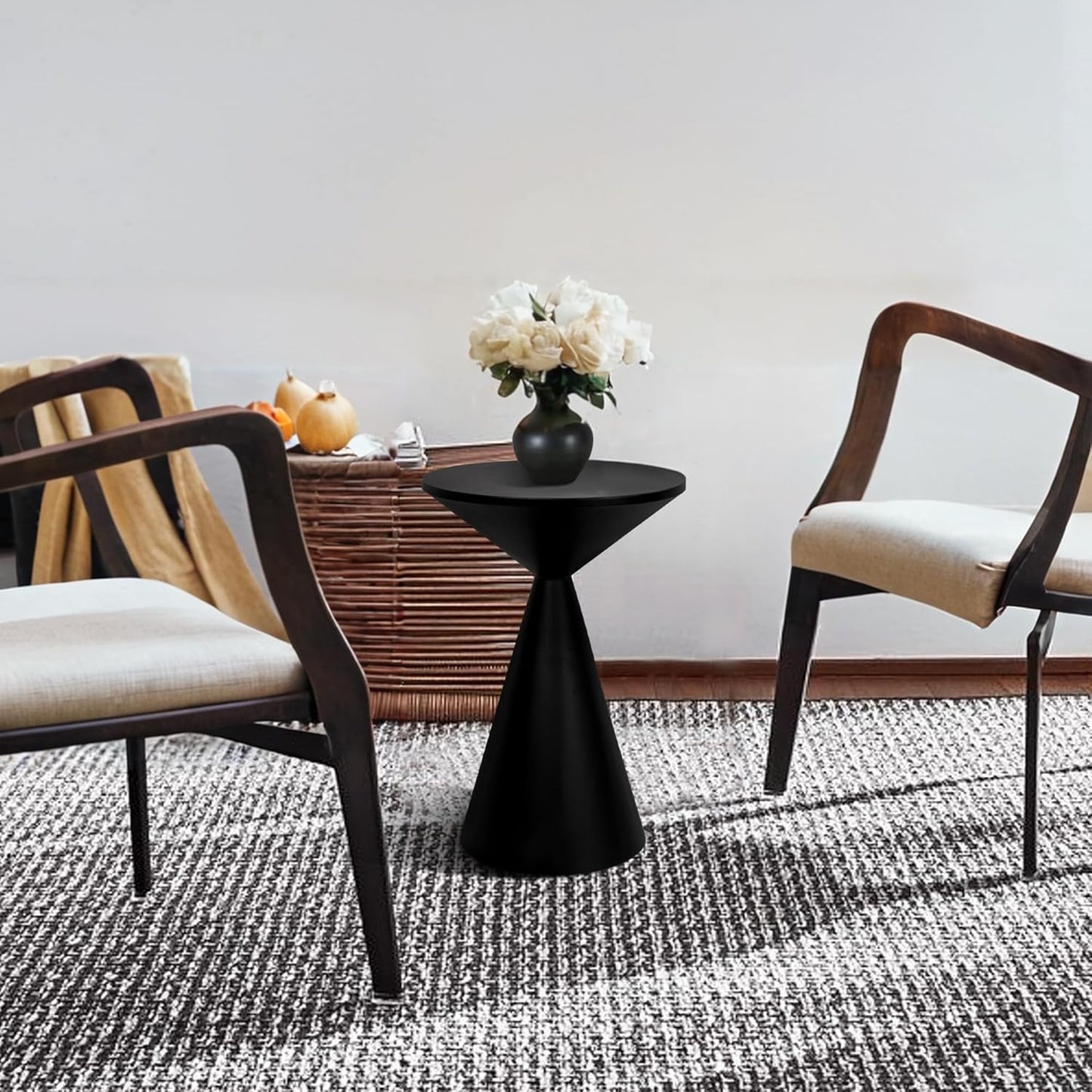 Small Drink Table, Round Martini Table, Drum End Table Side Table, Metal Accent Table,for Small Space Living Room, Bedroom