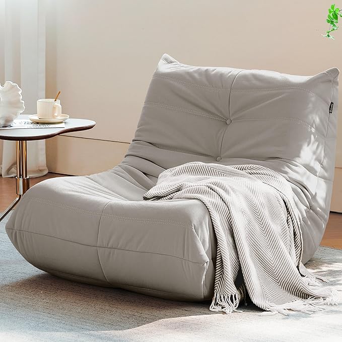 Adult bean bag chair, modern suede fabric fireplace chair, premium microfiber caterpillar sofa, corner Togo lazy chair sofa for living room/bedroom/salon/office, single