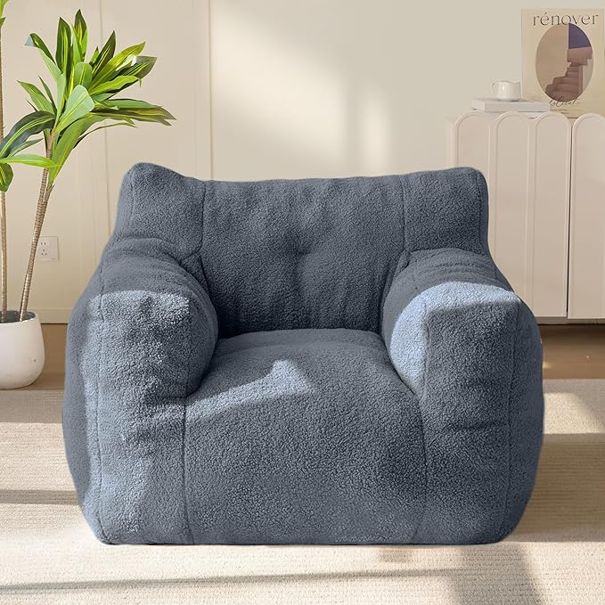 Bean bag chair, tufted bean bag sofa lazy chair, living room sofa with filling, suitable for adults, teenagers and children, corded fabric upholstered sofa, suitable for bedroom dormitory