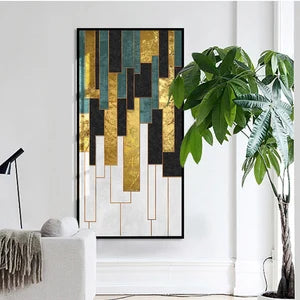 Luxury gold foil series, Original modern minimalist geometric line mosaic golden decorative painting panels Interior Design wallpaper