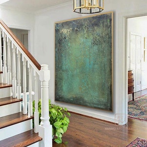 Green minimalism painting green wall art green canvas painting green abstract art green canvas wall art Large green abstract painting