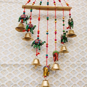 Rajasthani Strings Hanging Decorations Elephant & Bell Door Hanging