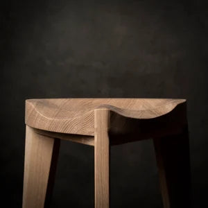 Oak Stool carved seat, Height 45 cm - 18", Free shipping, Three legged, Oak Chair, Stool, Natural Stool, Solid wood, Wooden Stool, Handmade