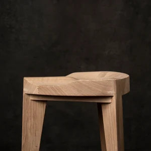 Oak Stool carved seat, Height 45 cm - 18", Free shipping, Three legged, Oak Chair, Stool, Natural Stool, Solid wood, Wooden Stool, Handmade