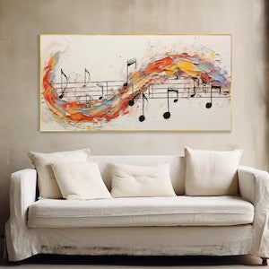 Abstract Music Oil Painting Notes Staff Creative Modern Art Home Decor Wall Canvas Musician Art Collection Original Hand Canvas Gallery Art