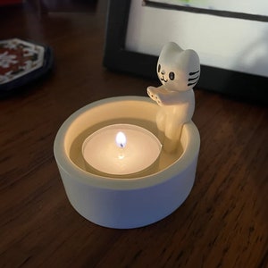Candle Holder Cat Home Decor | Cat by the Fire