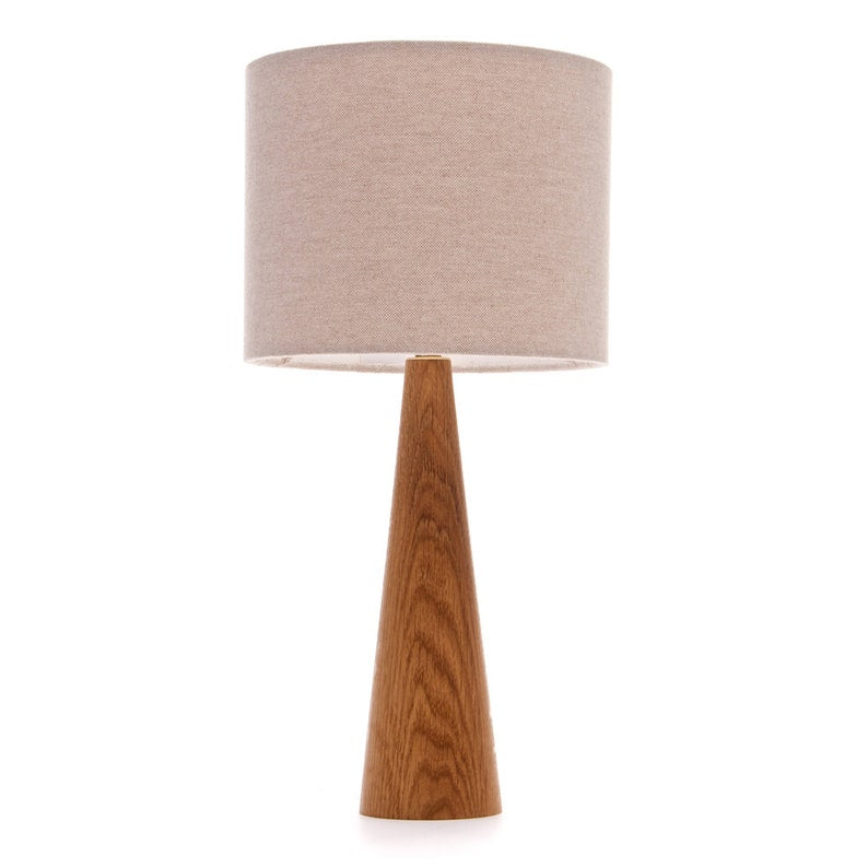 Oak bedside table lamp Cone shape