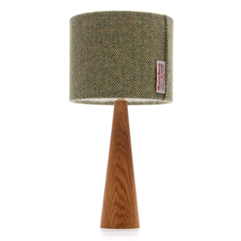 Oak bedside table lamp Cone shape