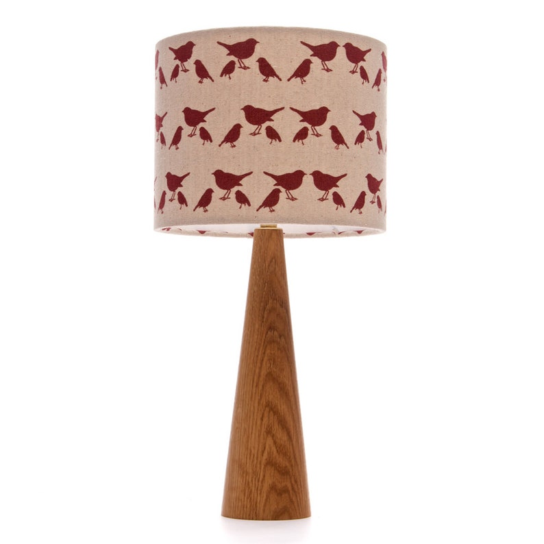 Oak bedside table lamp Cone shape