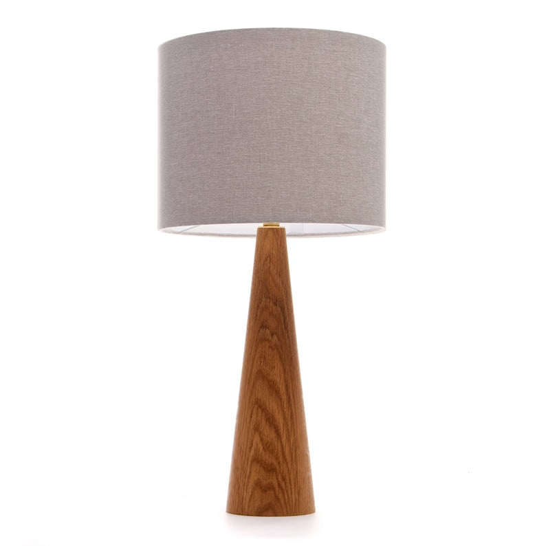 Oak bedside table lamp Cone shape