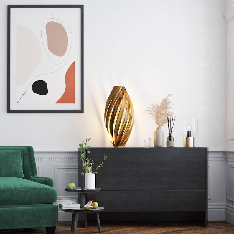 Floor lamp from gum tree (amber) wood 20", 24" & 28" inch. Standing lamp for passive lighting in living room