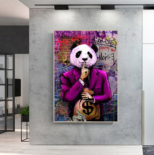 61# contemporary painting - modern painting - modern painting - panda painting - animal painting - motivational painting: Panda bling bling