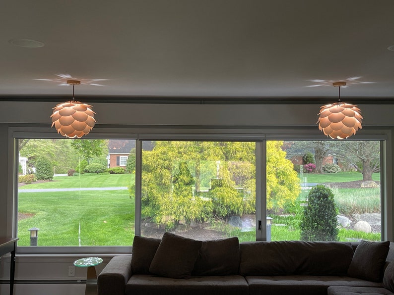 Pendant Light-Wood Pendant Light-Chandelier-Lighting-Ceiling Light-Acorn Light-Artichoke Light-Light Fixture-Hop Light-Round Pine Cone Lamp