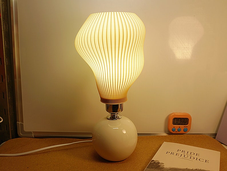 Mushroom Lamp - Retro Table Lamp | Art Deco Lamp | 3D Printed Shade Ceramic Base | Mushroom Lamp Shade | 5W LED Bulb