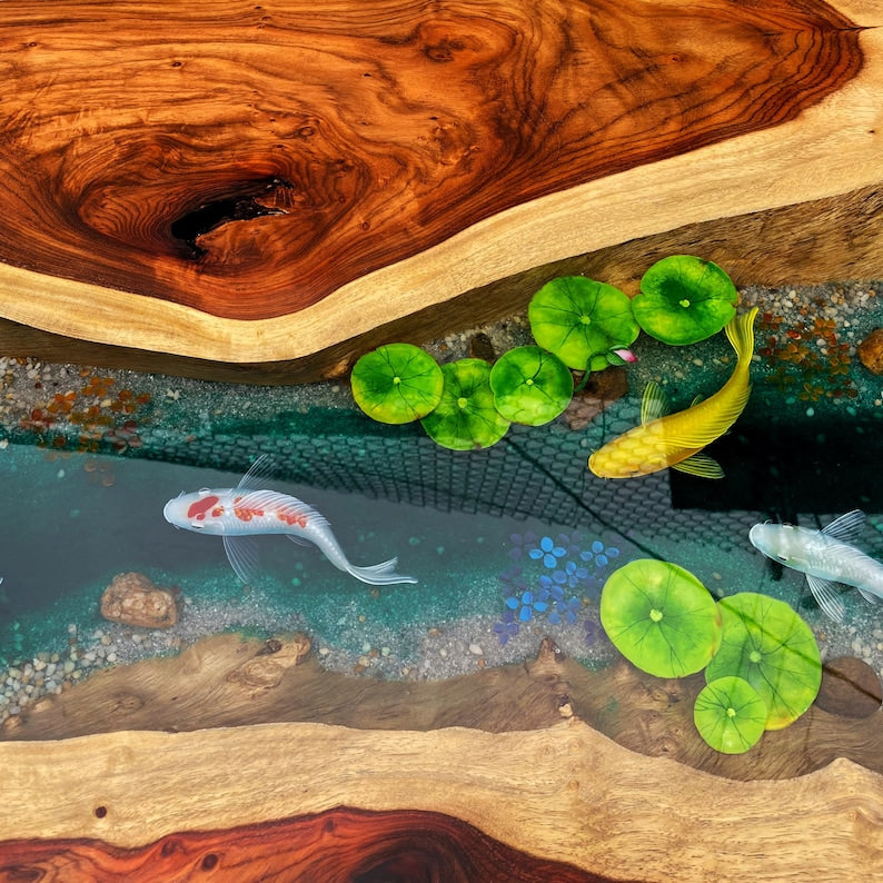 Table Koi Resin,Epoxy table, Living room table , Resin table top, Table Coffee, Resin koi fish ,Table sofa , Koi painting