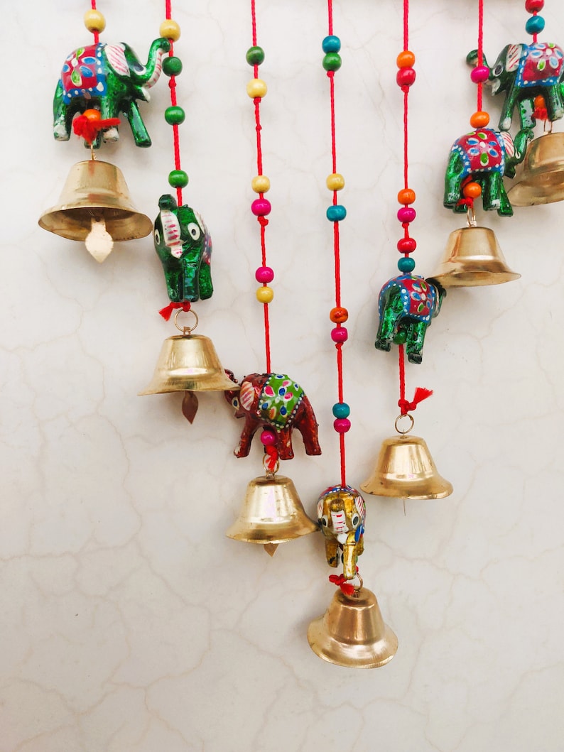 Rajasthani Strings Hanging Decorations Elephant & Bell Door Hanging