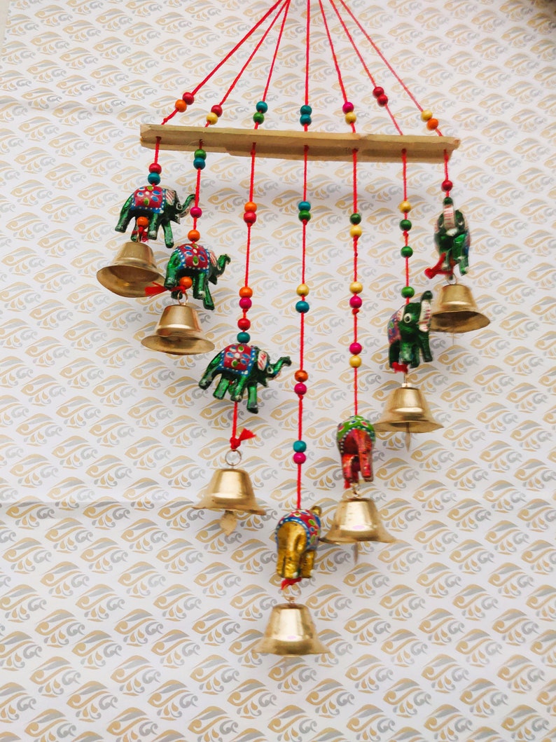 Rajasthani Strings Hanging Decorations Elephant & Bell Door Hanging