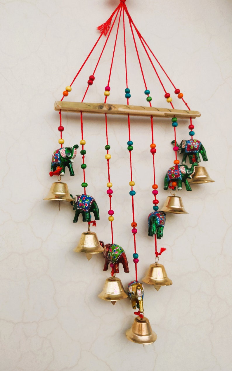 Rajasthani Strings Hanging Decorations Elephant & Bell Door Hanging