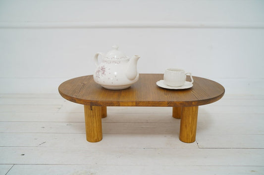 Oval coffee Table, Wood Side Table with Wood Legs, Hardwood Furniture, Round Coffee Table, Minimalist Modern Living Room Nature Side Table