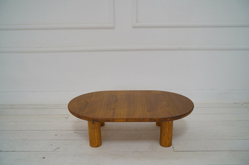 Oval coffee Table, Wood Side Table with Wood Legs, Hardwood Furniture, Round Coffee Table, Minimalist Modern Living Room Nature Side Table