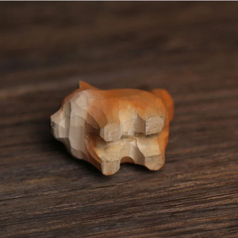 Handmade Wooden Shiba Inu Dog Figurine | Hand-carved and Painted Wood Statue Carving | Table top or Shelf Decoration Shiba Inu Lover Gift
