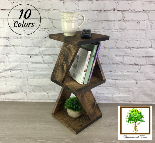 Minimalist Side Table with Shelf Natural Wood Triangle Bed End Nightstand Accent Table Plant Stand Practical Furniture Mother Day Gift
