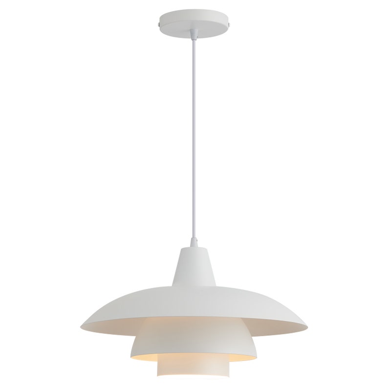 Scandinavian Style Pendant Light with Tiered Shade Detail, Perfect for Kitchen, Dining, Bedroom and Entryway- Modern Nordic
