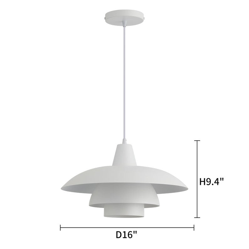 Scandinavian Style Pendant Light with Tiered Shade Detail, Perfect for Kitchen, Dining, Bedroom and Entryway- Modern Nordic