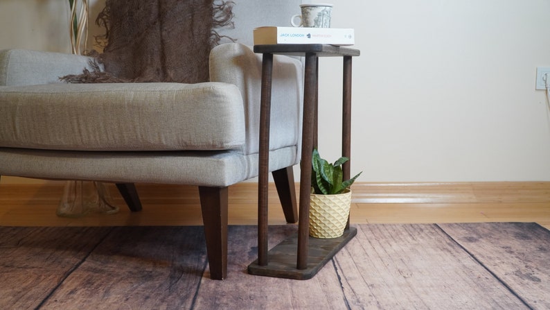 Narrow Side Table for Livingroom, Couch Table, Walnut Wood Sofa Table, Slim End Table, Rectangle Table, Modern Coffee Table, Tall Side Table