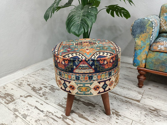 Round pouf stool, Bedroom pouf, Footstool ottoman, Tufted stool, Piano chair, Moroccan pouf, Footrest bench, Make up stool, FS 160