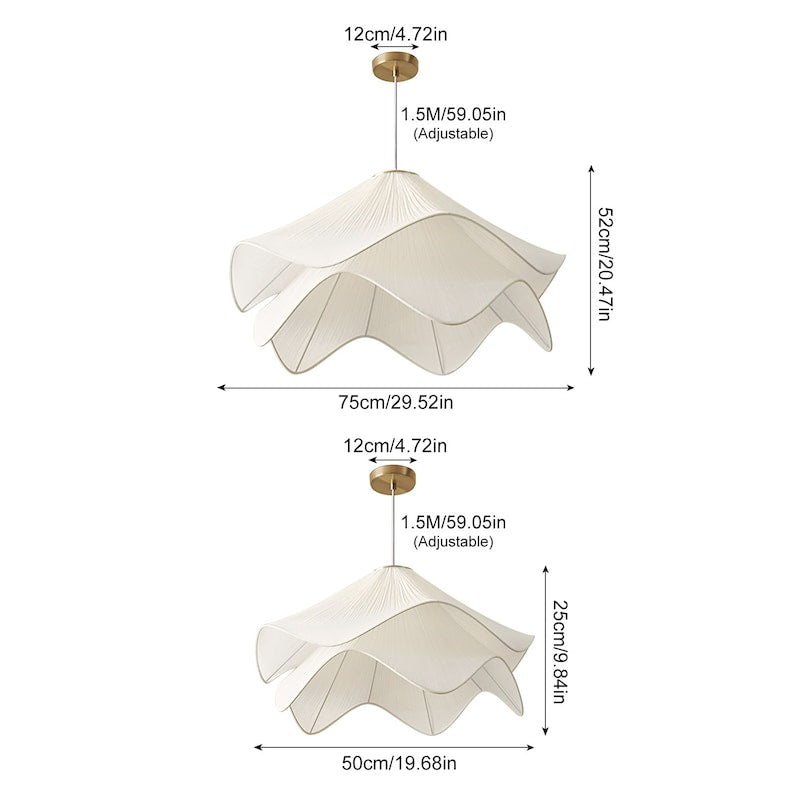 Nordic Cream Style French Fabric Flower Petal Chandelier Shade, Warm Romantic Pendant Lamp for Bedroom or Living Room