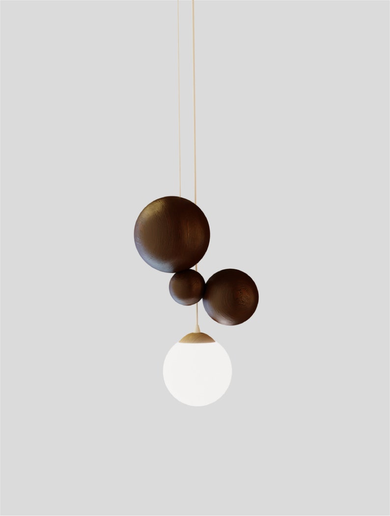 Hanging lamp, wood bubble large pendant light, mid century lamp shades, mid century modern lamp, wabi sabi bedside lamp, flush mount ceiling