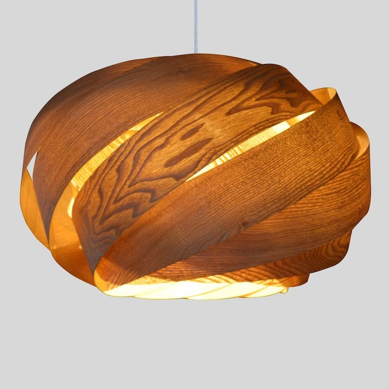 Pendant Light-Chandelier-Light Fixture-Wood Pendant Light-Ceiling Light-Lighting-Rustic Light- Wood Lampshade-NEST Pendant Light-Chinese Ash