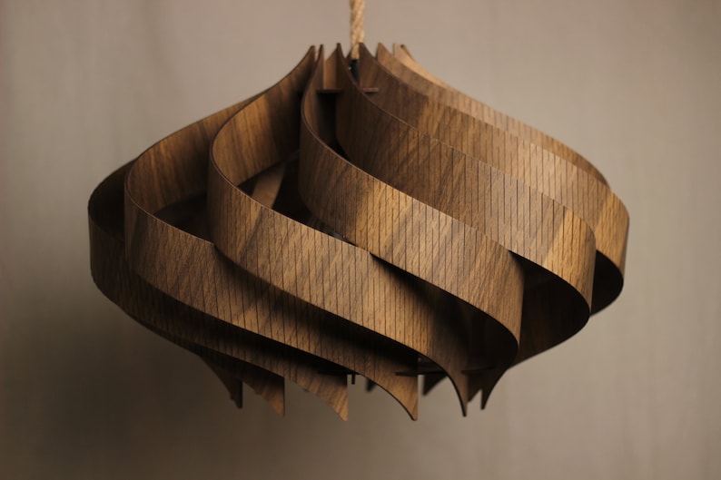 Handcrafted Wooden Pendant Light in Walnut Finish - Scandinavian Style