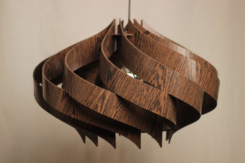 Handcrafted Wooden Pendant Light in Walnut Finish - Scandinavian Style