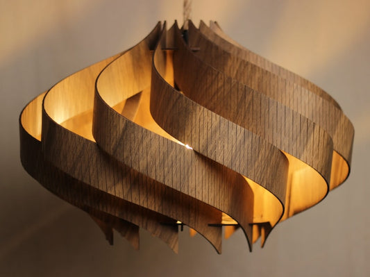 Handcrafted Wooden Pendant Light in Walnut Finish - Scandinavian Style