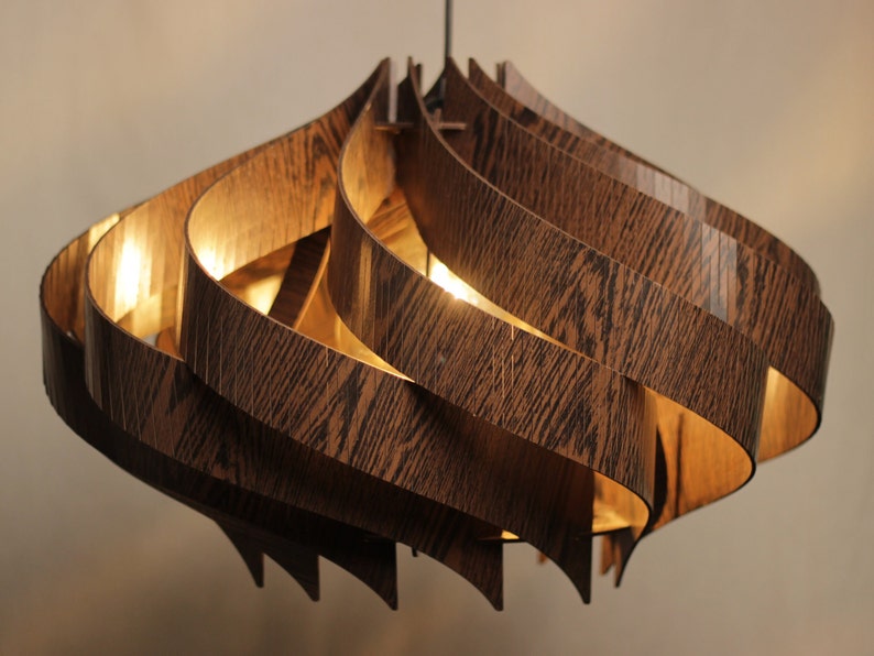 Handcrafted Wooden Pendant Light in Walnut Finish - Scandinavian Style
