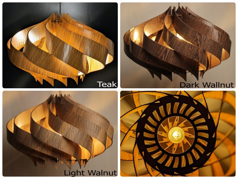 Handcrafted Wooden Pendant Light in Walnut Finish - Scandinavian Style